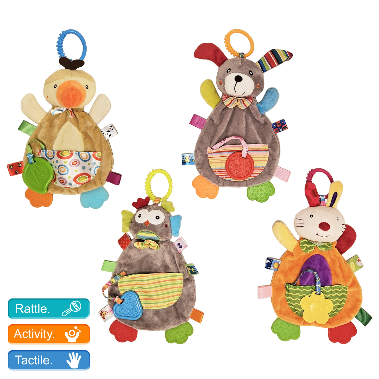 Animal Velour Rattle Comforter